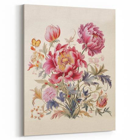 Electric Floral Wall Art – Vibrant Peony and Butterfly Electric Art Print