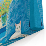 Maximalist Wall Art - Cozy Seaside Scene with Cat - Vibrant Decor Piece