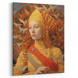 Electric Wall Art – Vibrant Portrait of Woman with Birds Electric Art Print
