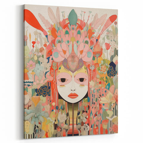 Electric Wall Art – Vibrant Abstract Floral Mask Electric Art Print