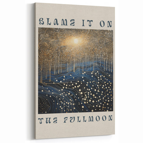 Electric Wall Art – Cosmic Full Moon Landscape with Text Electric Print
