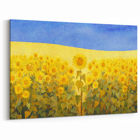 Ukraine Canvas Art – Vibrant Sunflower Field Ukrainian Scenery Print