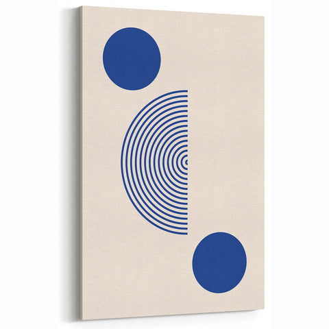 Boho Wall Art | Geometric Royal Blue Circles Print | Minimalist Canvas