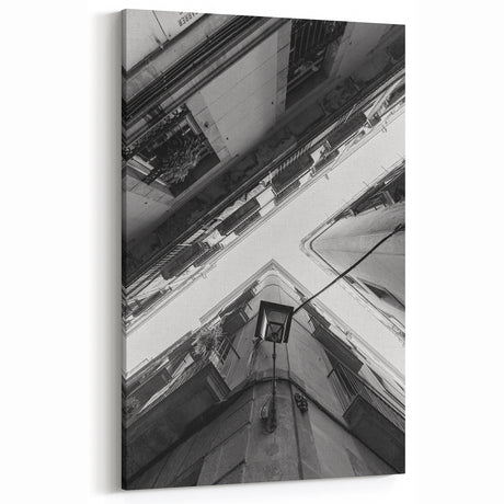 Barcelona Canvas Prints - Urban Architectural Perspective in Black & White