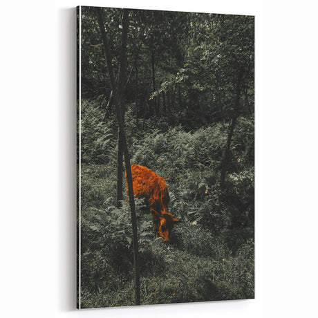 Rustic Wall Art - Farmhouse Art with Calf in Forest Landscape for Vintage Decor