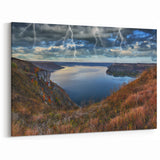 Ukraine Landscape Art – Thunderstorm Over River and Cliffs Print