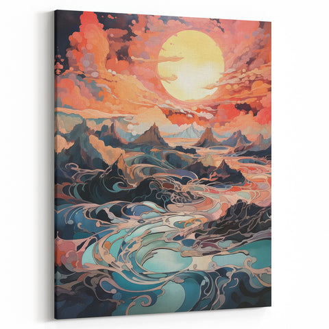 Electric Wall Art: Dreamlike Sunrise Landscape - Modern Electric Decor