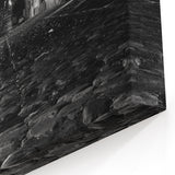 Barcelona Framed Art - Charming Cobblestone Street at Night in Black and White
