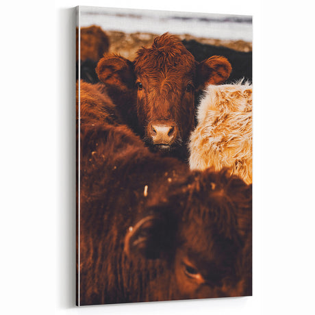 Rustic Farm Animal Wall Art - Close-Up Brown Calf for Farmhouse Decor
