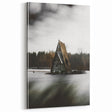 Rustic Cabin Wall Art - Isolated A-Frame House on Lake for Decor