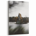 Rustic Cabin Wall Art - Isolated A-Frame House on Lake for Decor