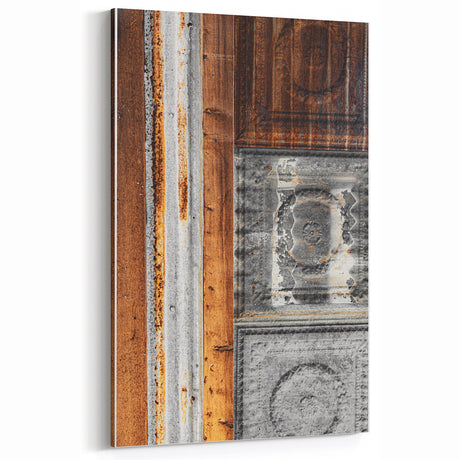 Rustic Metal and Wood Wall Art - Vintage Industrial Textured Decor