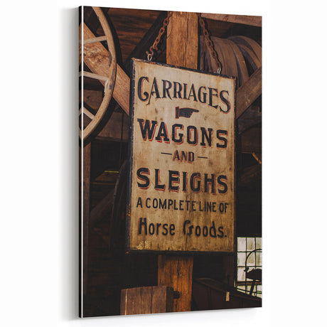 Rustic Vintage Sign Wall Art - Carriages, Wagons, and Sleighs Decor
