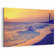 Canary Islands Beach Art – Serene Sunset Scene with Lighthouse View