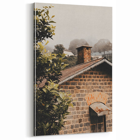 Rustic Brick House Wall Art – Farmhouse Decor with Vintage Cottage Charm