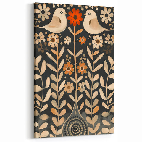 Scandinavian Wall Art | Beige and Orange Nordic Bird Art Print | Hygge