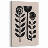 Scandinavian Wall Decor | Minimalist Black and Beige Floral Art | Hygge