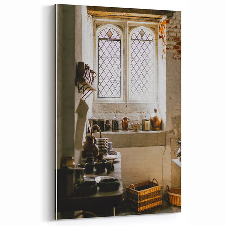 Rustic Kitchen Interior Wall Art – Vintage Farmhouse Decor with Pottery