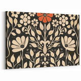 Scandinavian Wall Decor | Elegant Beige and Red Floral Art | Hygge Style