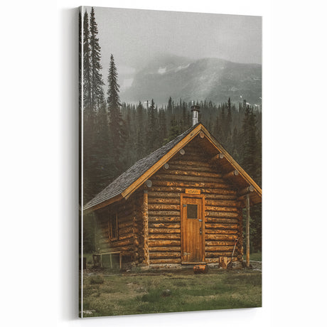 Rustic Log Cabin Wall Art – Vintage Mountain Retreat for Farmhouse Decor
