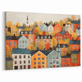 Scandinavian Wall Art | Colorful Nordic Village Print | Hygge Style