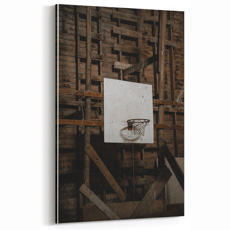 Rustic Basketball Hoop Wall Art – Vintage Barn Sports Decor for Home