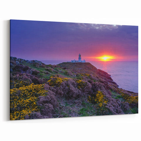Lighthouse Sunset - Wales Canvas Print, Scenic Wales Photography Art