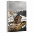 Rustic Log Barn in Winter Wall Art – Cozy Farmhouse Mountain Decor