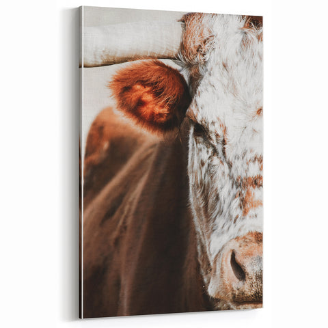 Rustic Cow Close-Up Wall Art – Farmhouse Animal Decor for Cozy Spaces