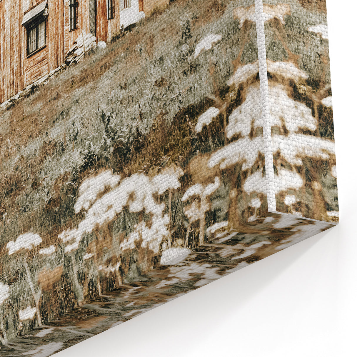 Rustic Barn with Wildflowers Wall Art – Farmhouse Nature-Inspired Decor