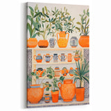Maximalist Wall Art - Bold Eclectic Decor with Vibrant Orange and Green Pots