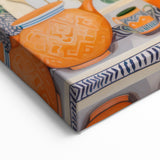 Maximalist Wall Art - Bold Eclectic Decor with Vibrant Orange and Green Pots