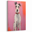 Maximalist Wall Art - Eclectic Dog Portrait with Bold Pink and Orange Hues