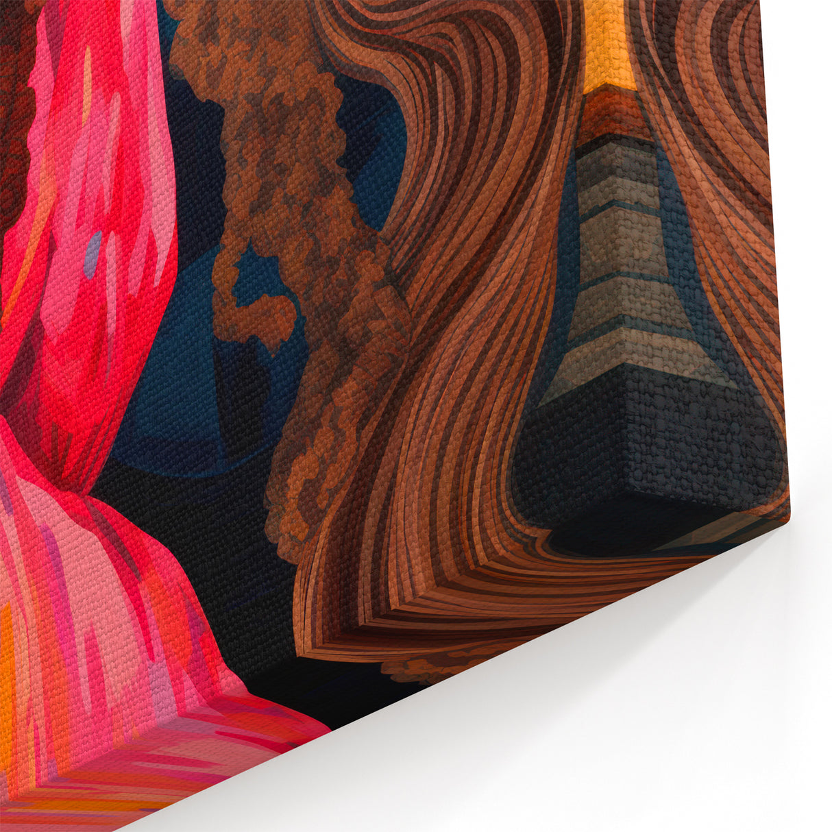 Maximalist Wall Art - Bold and Eclectic Portrait with Vibrant Pink and Orange