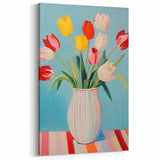 Maximalist Wall Art - Bold Tulip Vase Decor with Vibrant Red and Yellow Hues