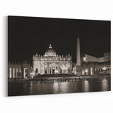 Vatican Canvas Art - Nighttime View of St Peters Basilica Landmark
