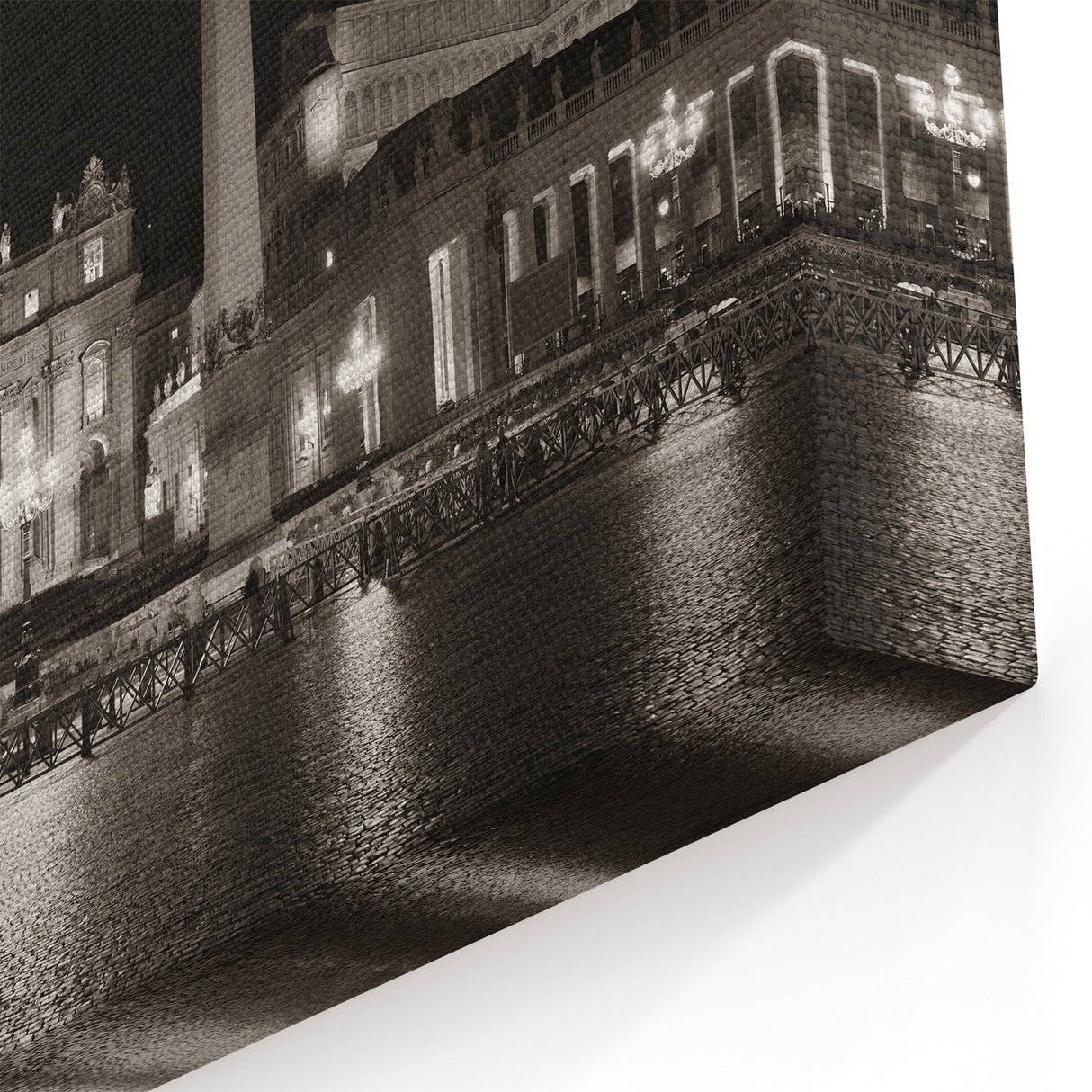 Vatican Canvas Art - Nighttime View of St Peters Basilica Landmark