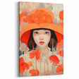 Maximalist Wall Art - Bold Portrait with Vibrant Florals in Orange Tones
