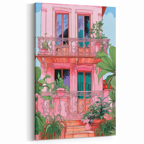 Maximalist Wall Art: Lush Balcony Scene – Bold and Eclectic Home Decor