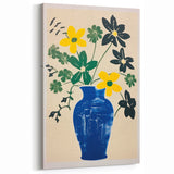 Maximalist Wall Art: Bold Floral Arrangement in Blue Vase – Eclectic Decor
