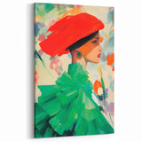 Maximalist Wall Art: Bold Woman in Green and Red for Vibrant Decor