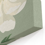 Maximalist Wall Art: Elegant White Peony on Soft Green for Serene Decor