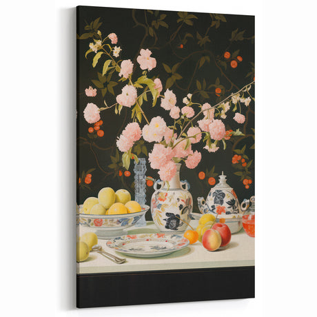 Maximalist Wall Art: Floral Still Life with Fruit for Elegant Home Decor