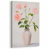 Maximalist Wall Art: Soft Pink Roses in Vase for Elegant Home Decor