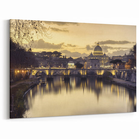 Vatican City Prints – Twilight Scenic View of St. Peter's Basilica