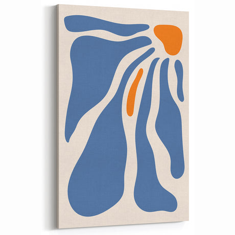 Bohemian Wall Art - Abstract Blue and Orange Flowing Boho Canvas Print
