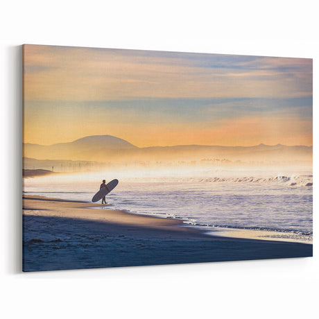 California Dawn Surfer – Tranquil San Diego Beach Wall Art Decor