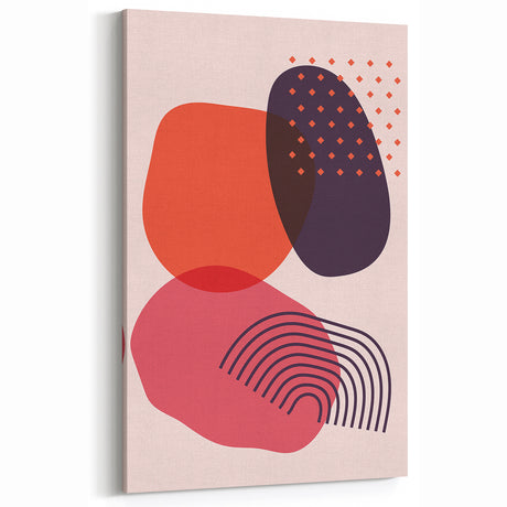 Boho Wall Art - Abstract Pink and Red Modern Bohemian Canvas Print
