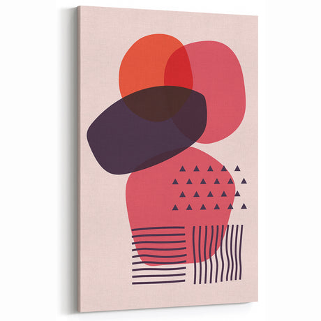 Boho Wall Art - Abstract Red and Pink Geometric Bohemian Canvas Print