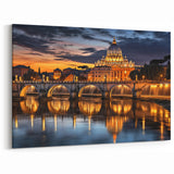 Vatican Canvas Art – Illuminated Night View of St. Peter's Basilica